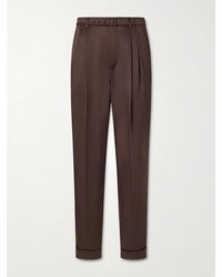 Saint Laurent - Tapered Belted Silk-satin Trousers - Lyst