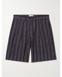 Oliver Spencer - Straight-leg Pleated Striped Linen Shorts - Lyst