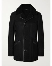 Tom Ford - Caban in shearling con finiture in pelle - Lyst