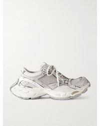 Balenciaga - Stapler Distressed Mesh And Rubber Sneakers - Lyst