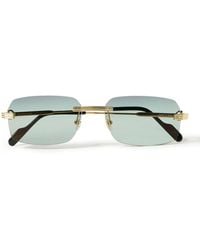 Cartier - Rimless Rectangular-frame Gold-tone Sunglasses - Lyst