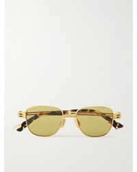 Bottega Veneta - Square-Frame-Tone Metal And Tortoiseshell Acetate Sunglasses - Lyst
