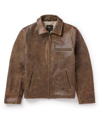 Golden Bear - The Waterfront Slim-fit Cracked-leather Jacket - Lyst