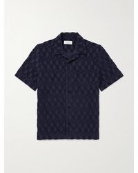 MR P. - Camp-Collar Organic Cotton-Terry Jacquard Shirt - Lyst