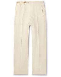 Zegna - Calcare Straight-leg Belted Oasi Linen Trousers - Lyst