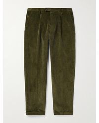 Baracuta - Straight-leg Pleated Cotton-corduroy Trousers - Lyst