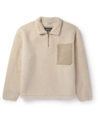 Loro Piana - Suede-trimmed Cashmere And Silk-blend Fleece Half-zip Sweater - Lyst