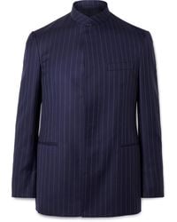 Kingsman - Argylle Slim-fit Nehru-collar Pinstriped Wool-blend Suit Jacket - Lyst