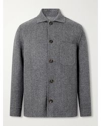Eleventy - Reversible Herringbone Wool And Cashmere-Blend Overshirt - Lyst