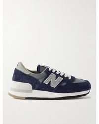 New Balance - Carhartt Wip 990V1 Leather-Trimmed Suede And Mesh Sneakers - Lyst