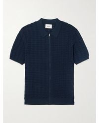 NN07 - Gustav 6636 Textured-Knit Organic Cotton Zip-Up Polo Shirt - Lyst