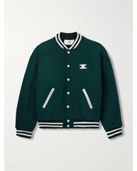 Celine - Teddy Triomphe Leather-Trimmed Wool-Blend Varsity Jacket - Lyst
