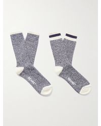 Beams Plus - Rag Set aus zwei Paar Socken aus einer Baumwollmischung in Rippstrick mit Streifen - Lyst