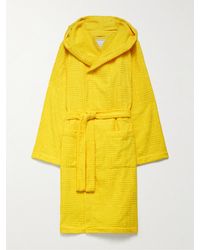 Bottega Veneta Vestaglia in spugna di cotone con motivo intrecciato con cappuccio - Giallo