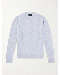 dunhill - Cable-knit Cashmere And Linen-blend Sweater - Lyst