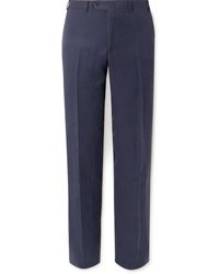Canali - Slim-fit Straight-leg Linen And Silk-blend Suit Trousers - Lyst