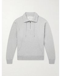 Ami Paris - Logo-embroidered Cotton-french Terry Half-zip Sweater - Lyst