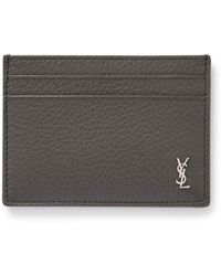 Saint Laurent - Tiny Cassandre Logo-Appliquéd Full-Grain Leather Cardholder - Lyst