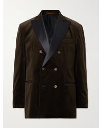 Brunello Cucinelli - Shawl-collar Double-breasted Cotton-velvet Tuxedo Jacket - Lyst