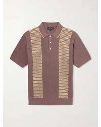 Beams Plus - Jacquard-knit Ramie And Cotton-blend Polo Shirt - Lyst