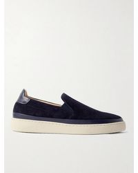Mulo - Leather-Trimmed Suede Slip-On Sneakers - Lyst