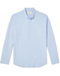 Folk - Button-down Collar Cotton And Linen-blend Shirt - Lyst