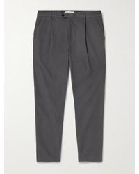 MR P. - Daniel Tapered Pleated Organic Cotton-Blend Moleskin Trousers - Lyst