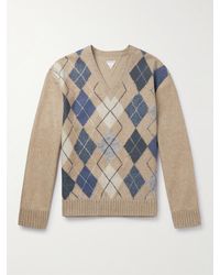 Bottega Veneta - Argyle-print Leather Sweater - Lyst
