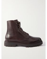 Brunello Cucinelli - Shearling-lined Full-grain Leather Hiking Boots - Lyst