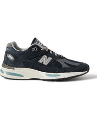 New Balance - 991V2 Suede, Mesh And Faux Leather Sneakers - Lyst