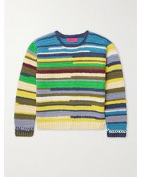 The Elder Statesman - Striped Crocheted Organic Cotton Sweater - Lyst