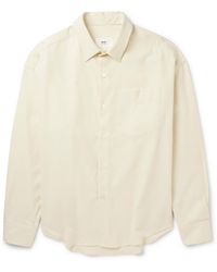 Ami Paris - Logo-embroidered Cotton-piqué Shirt - Lyst