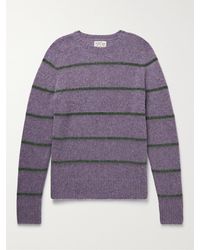 J.Crew Shetland Marvin Striped Wool Sweater - Purple