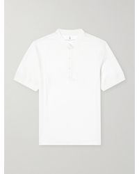 Brunello Cucinelli - Cotton And Silk-blend Henley T-shirt - Lyst
