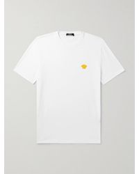 Versace - Slim-Fit Logo-Embroidered Cotton-Jersey T-Shirt - Lyst