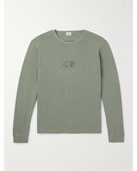 C.P. Company - Logo-embroidered Bouclé-trimmed Cotton-jersey Sweatshirt - Lyst