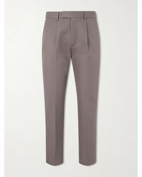 ZEGNA - Pleated Cotton And Linen-Blend Trousers - Lyst