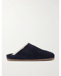 Mulo - Shearling-Lined Suede Slippers - Lyst