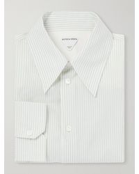 Bottega Veneta - Logo-embroidered Striped Cotton-poplin Shirt - Lyst