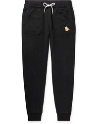 Maison Kitsuné - Chillax Fox Tapered Logo-appliquéd Cotton-jersey Sweatpants - Lyst