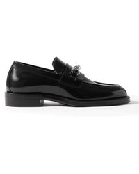 Burberry - Embellished Glossed-leather Loafers - Lyst