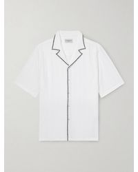 Officine Generale - Eren Camp-Collar Embroidered Seersucker Shirt - Lyst