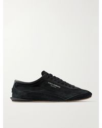 Dolce & Gabbana - Leather-Trimmed Suede Sneakers - Lyst