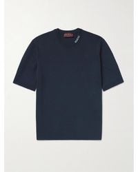 Gucci - T-shirt In Seta E Cotone Con Intarsio - Lyst