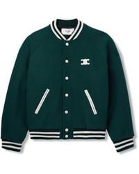 Celine - Teddy Triomphe Leather-Trimmed Wool-Blend Varsity Jacket - Lyst
