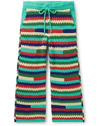 The Elder Statesman - Straight-leg Striped Crochet-knit Cashmere Drawstring Trousers - Lyst