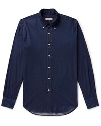 Canali - Button-down Collar Cotton-blend Chambray Shirt - Lyst