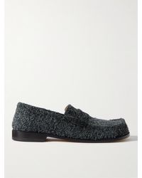 Loewe - Campo Brushed-suede Penny Loafers - Lyst