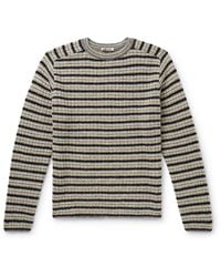 AURALEE - Striped Shetland Wool And Cashmere-Blend Sweater - Lyst