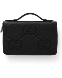 Gucci - Monogrammed Full-grain Leather Travel Wallet - Lyst